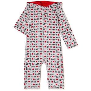 LOVE Unisex Hooded Long Sleeve Romper